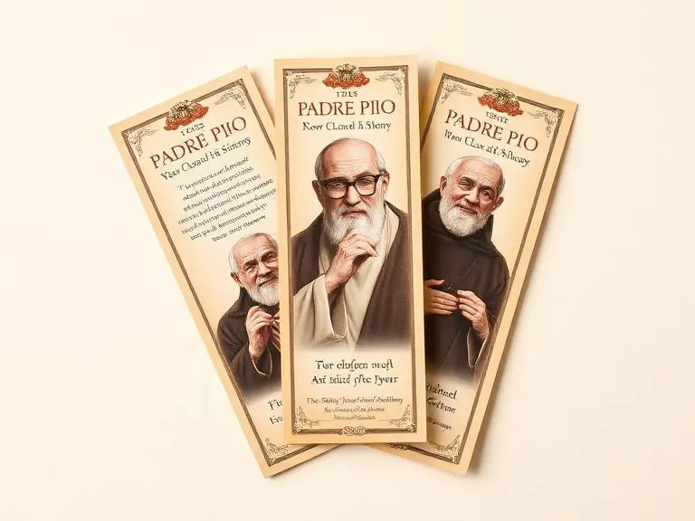 Marcadores de Padre Pio para Imprimir — arte em alta resolução no formato 5 x 15 cm