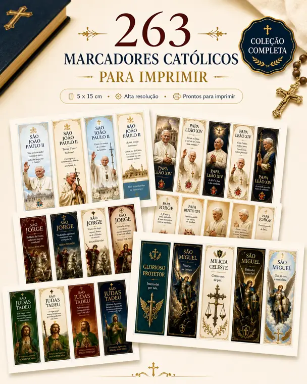 Coleção de 263 marcadores católicos para imprimir